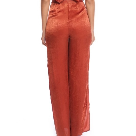V-Neck Ruffle Satin Women's Jumpsuit - Picture 4 of 5
